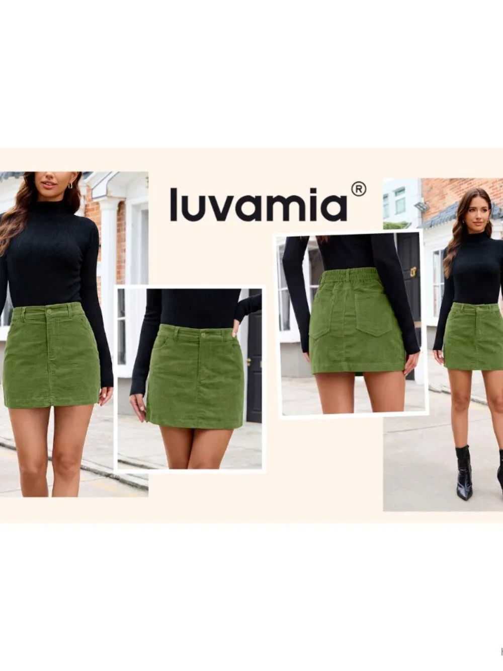 Women's High Waisted Mini Corduroy Skirt, Stretchy Pencil Skirt with Pockets